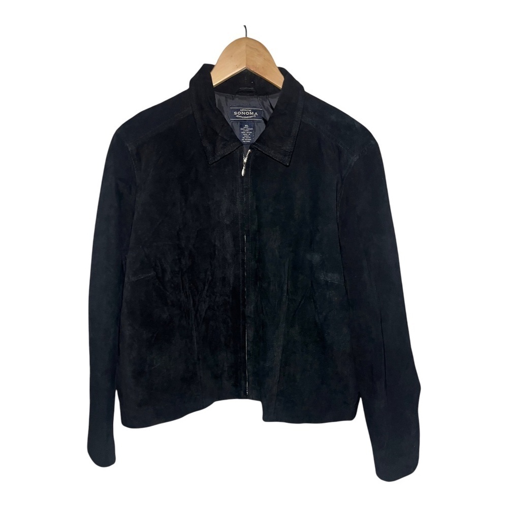 Black 100% Genuine Leather Suede Black Jacket XL